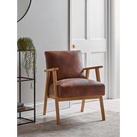 View Relaxed lounge chair - tan leather View Relaxed lounge chair - tan leather