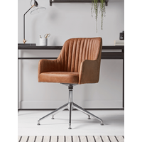 View Fluted leather swivel chair - tan View Fluted leather swivel chair - tan