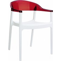 Carmen Dining Armchair with - White and Transparent Red