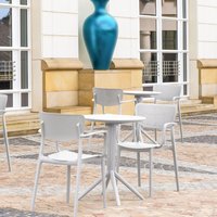 Loft Round Bistro Set 3 Piece with 24" Table Top - White