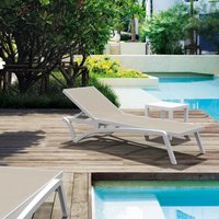 Pacific 3 Piece Chaise Lounge Set - White and Taupe