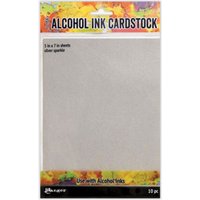 Tim Holtz : Ranger : Alcohol Ink : Cardstock : 5x7in (Apx.13x18cm) : 10 Sheets : Silver Sparkle
