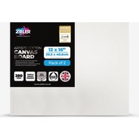 Zieler : Stretched White Canvas Boards : 12x16in (Apx. 30x40cm) : Pack of 2