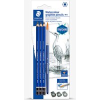 Staedtler : Mars Lumograph : Design Journey : Aquarell Watercolour Graphite Pencils : Set of 3 plus Brush