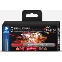 Staedtler : Pigment Arts : Brush Pen : 6 Assorted Colours - Reds & Browns