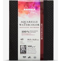 Rhodia Touch : Watercolour Book : 100% Cotton : Hard Cover : A6 Portrait : 20 Sheets : 300gsm : Hot Pressed