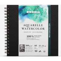 Rhodia Touch : Watercolour Book : 100% Cotton : Spiralbound : 21x21cm (Apx. 8x8in) : 20 Sheets : 300gsm : Cold Pressed