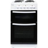 Haden HEST50W 50cm Freestanding White Twin Cavity Electric Cooker with Solid Plate Hob