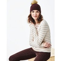 Foxy V Neck Jumper in White Almond Stripe Foxy V Neck Jumper in White Almond Stripe