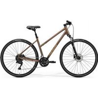 Cyclestore Merida Bikes Merida Crossway 100 Womens 700c Step-thru Sports Hybrid Bike 2025 Small - Matt Bronze/Silver-Brown | Save up to 12% with Loyalty Scheme & FREE 48hr tracked postage over £20.