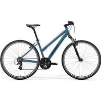 Image of Merida Crossway 10-v Womens 700c Step-thru Sports Hybrid Bike 2025 Medium - Silk Blue/Black