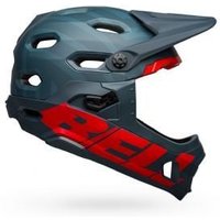 Image of Bell Super Dh Prime Spherical Mips Full Face Helmet W/ Removeable Chin Guard 2025 Large - Prime Matte Blue/Crimson