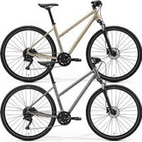Image of Merida Crossway 100 Womens 700c Sports Hybrid Bike 2026 Medium - Silk Warm Slate Grey (Black)