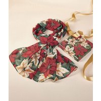 Damart Poinsettia Floral Scarf