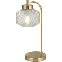 Damart Satin Brass and Clear Glass Table Lamp