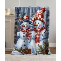 Damart 2 Snowman Fleece Throws Damart 2 Snowman Fleece Throws