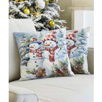 Damart 2 Snowman Cushion Covers Damart 2 Snowman Cushion Covers