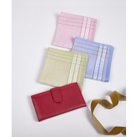 Damart Leather card Holder & Hankies set