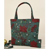 Damart Poinsettia Tapestry Bag Set