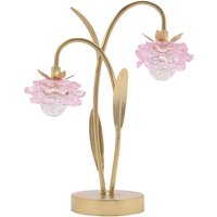 Damart Hestia 2 Stem LED Lamp With Pink Glass Flower