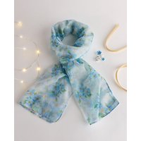 Damart Forget Me Not Scarf & Brooch Set