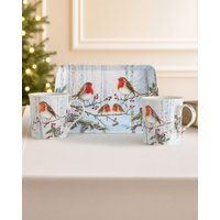 Damart Pack of 2 Robins Mugs & Tray Set