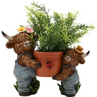 Damart Country Living Highland Cows With Plant Pot