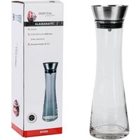 AXENTIA Glas-Glaskaraffe 1200 ml mit Edelstahldeckel, Ø 10 x H34 cm, Wasser Kanne mit präzisem Ausgießer, integriertes Sieb, Wasser Karaffe AXENTIA Glas-Glaskaraffe 1200 ml mit Edelstahldeckel, Ø 10 x H34 cm, Wasser Kanne mit präzisem Ausgießer, integriertes Sieb, Wasser Karaffe