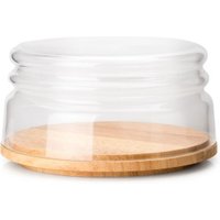 Continenta Käseglocke/Schüssel, 2-tlg. aus Gummibaumholz und mundgeblasenem Glas, Ø 20,5 x 11cm Continenta Käseglocke/Schüssel, 2-tlg. aus Gummibaumholz und mundgeblasenem Glas, Ø 20,5 x 11cm
