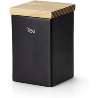 Continenta Keramik Vorratsdose mit Holzdeckel 1000ml, 10 x 10 x H16,5cm, mit austauschbarer Beschriftung, luftdicht, schwarz Continenta Keramik Vorratsdose mit Holzdeckel 1000ml, 10 x 10 x H16,5cm, mit austauschbarer Beschriftung, luftdicht, schwarz