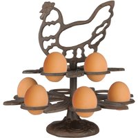 Esschert Design Eierständer aus Gusseisen, 25 x 25 x 26 cm, im Huhn-Design, für 10 Eier, Frühstücksei-Ständer Esschert Design Eierständer aus Gusseisen, 25 x 25 x 26 cm, im Huhn-Design, für 10 Eier, Frühstücksei-Ständer