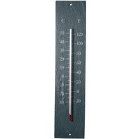 Esschert Design Thermometer, Temperaturmesser aus Schiefer, Anzeige in Fahrenheit und Celsius, ca. 10 cm x 45 cm