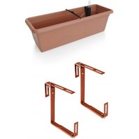 FloraSun® Blumenkasten EXTRA LINE 60x20,5xH17 cm mit Stahl-Halterungen & innovativem SMART BEWÄSSERUNGSSYSTEM, Balkonkasten aus Kunststoff, terracotta FloraSun® Blumenkasten EXTRA LINE 60x20,5xH17 cm mit Stahl-Halterungen & innovativem SMART BEWÄSSERUNGSSYSTEM, Balkonkasten aus Kunststoff, terracotta