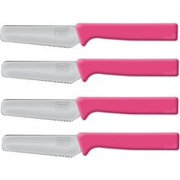 4 Stück homiez Frühstücksmesser KNIFE pink, Brötchenmesser, Tafelmesser, Brotzeitmesser, Wellenschliff, Soft-Griff 4 Stück homiez Frühstücksmesser KNIFE pink, Brötchenmesser, Tafelmesser, Brotzeitmesser, Wellenschliff, Soft-Griff