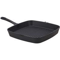 Rivanto® Gusseisen Grillpfanne 24 x 24 cm, massive BBQ Rillenpfanne mit Ausguss, Hoher Rand 6 cm, Rivanto® Gusseisen Grillpfanne 24 x 24 cm, massive BBQ Rillenpfanne mit Ausguss, Hoher Rand 6 cm,