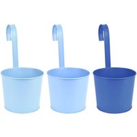 Rivanto® Blautöne Zink Blumentopf mit Haken, Ø 18 cm, für Terrasse, Balkon & Garten, farbig sortiert, Pflanztopf Rivanto® Blautöne Zink Blumentopf mit Haken, Ø 18 cm, für Terrasse, Balkon & Garten, farbig sortiert, Pflanztopf