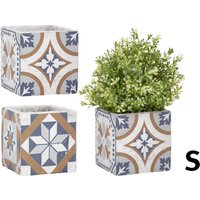 2 Stück Rivanto® Blumentopf‚ Portugiesische Kacheln‘ aus Beton, Größe S, 11,3 x 11,3 x 10,9 cm, quadratischer Blumentopf, Pflanztopf 2 Stück Rivanto® Blumentopf‚ Portugiesische Kacheln‘ aus Beton, Größe S, 11,3 x 11,3 x 10,9 cm, quadratischer Blumentopf, Pflanztopf