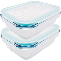 2 Stück Steuber Cloc Frischhaltedose aus Glas, 1860 ml, rechteckig, Glas bis 400°C 2 Stück Steuber Cloc Frischhaltedose aus Glas, 1860 ml, rechteckig, Glas bis 400°C