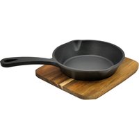 Steuber Grillpfanne Gusseisen Ø15 cm mit Akazien Servierbrett, Brat- & Servierpfanne für Holzgrill & Lagerfeuer, für Fisch, Gemüse, Käse Steuber Grillpfanne Gusseisen Ø15 cm mit Akazien Servierbrett, Brat- & Servierpfanne für Holzgrill & Lagerfeuer, für Fisch, Gemüse, Käse
