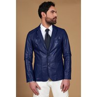 Blazer cuir naturel bleuet avec deux boutons
