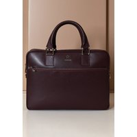 Cartable 24 heures Cuir Bordeaux serviette d'ordinateur poche zippée