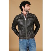 Blouson cuir noir veste moto cuir aspect vintage