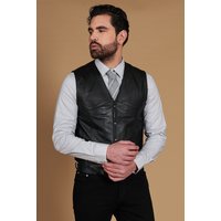 Black nappa leather vest classic style jacket