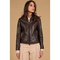 Veste cuir marron foncé femme cuir naturel aspect lisse