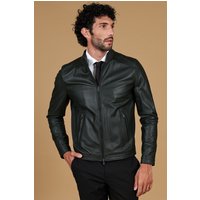 Green natural leather biker jacket smooth aspect