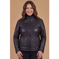 Veste cuir noir col montant coupe confortable