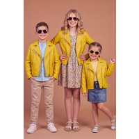 Yellow baby leather jacket unisex biker style