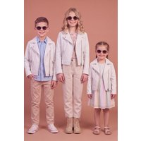 White baby leather biker unisex biker jacket
