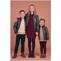 Green baby bomber unisex natural leather jacket
