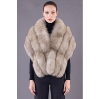 Cape en fourrure de renard • couleur beige